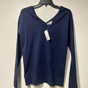 Lacoste Women's Navy V-Neck Top